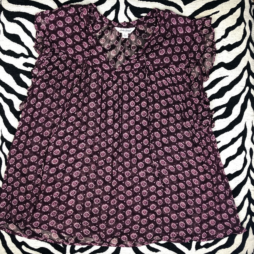 Lucky Brand Flutter Sleeve Top L